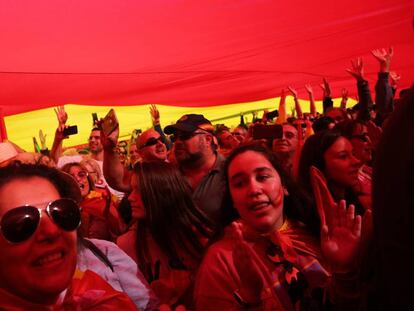 Manifestación por la unidad de España convocada por Vox en la Plaza de Colón. 