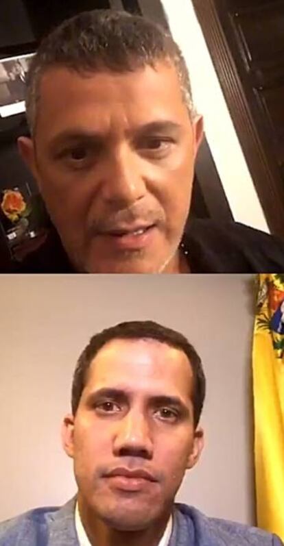 Alejandro Sanz y Juan Guaidó, en su conversación por Instagram.