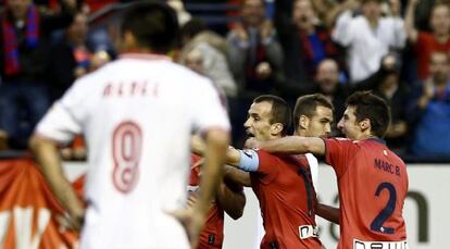 Puñal celebra el gol ante el Sevilla