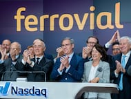La cúpula de Ferrovial aplaude después de dar la campanada de inicio en Nasdaq.
