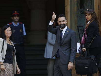 Roger Torrent acude al Palau de Justicia el primer día del juicio por presunta desobediencia al constitucional, este miércoles en Barcelona.