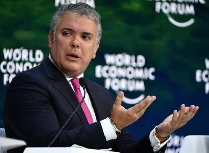 El presidente de Colombia, Iván Duque, en el foro económico de Davos.