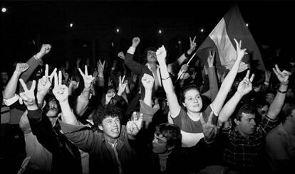 Celebración del referéndum, la noche del 28 de febrero de 1980.