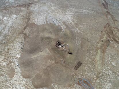 Vista aérea de las excavaciones de Karahan Tepe, en la provincia de Sanliurfa y dentro del Parque Nacional de las Montañas Tek Tek, al este de la llanura de Harran.