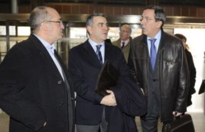 Los tres diputados generales de las Diputaciones forales, el pasado febrero antes de la reunión del Consejo Vasco de Finanzas.
