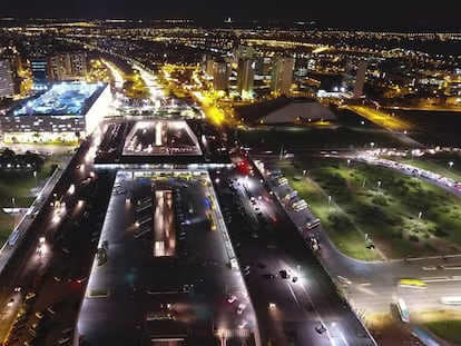 Zona de Brasilia iluminada por lámparas de LED.