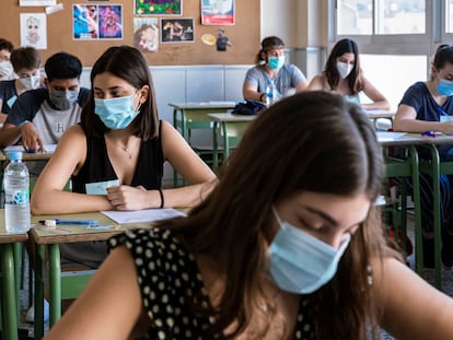 Prueba de selectividad en un instituto de Valencia, el pasado martes.