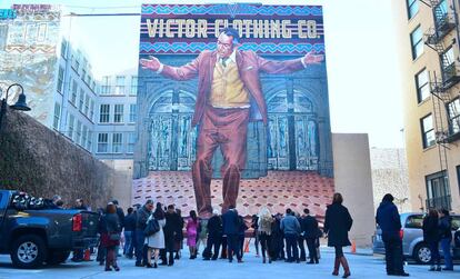 Un mural de Anthony Quinn, mexicano ganador del Oscar, en el centro de Los Ángeles.