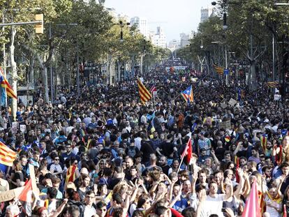 Manifestaci&oacute; al passeig de Gr&agrave;cia de Barcelona.