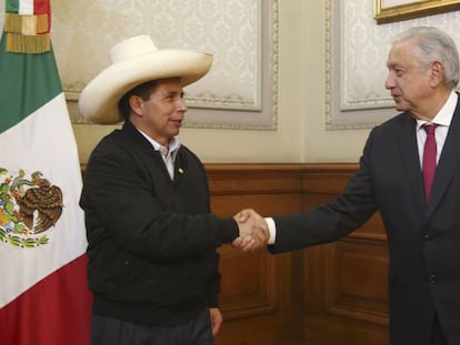 Pedro Castillo y Andrés Manuel López Obrador, durante su encuentro en Ciudad de México, el 17 de septiembre de 2021.