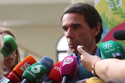 El expresidente del Gobierno José María Aznar en Málaga este miércoles.