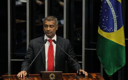 El senador Romario, en un pleno en Brasilia en mayo.