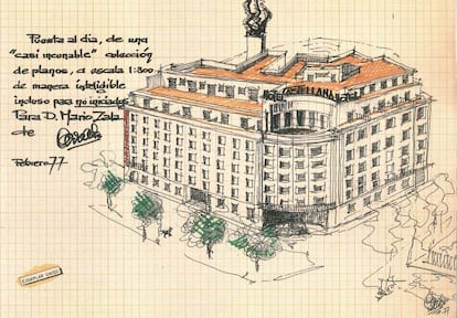 Uno de los planos dibujados del edificio en 1977, que ha ido sufriendo diferentes remodelaciones a lo largo de los años. Manuscrita, la aclaración de que se trata de una “puesta al día (…) incluso para no iniciados”.