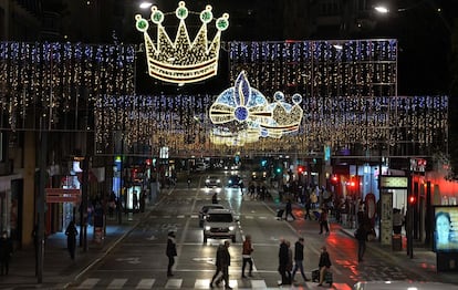 Las luces navideñas de la Gran Vía de Murcia.