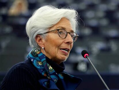 La presidenta del Banco Central Europeo, Christine Lagarde, este miércoles en el Parlamento Europeo. 