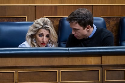 Yolanda Díaz e Íñigo Errejón, el pasado día 5 en el Congreso.