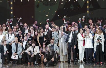 Los premiados de los Max, ancohe tras la gala.