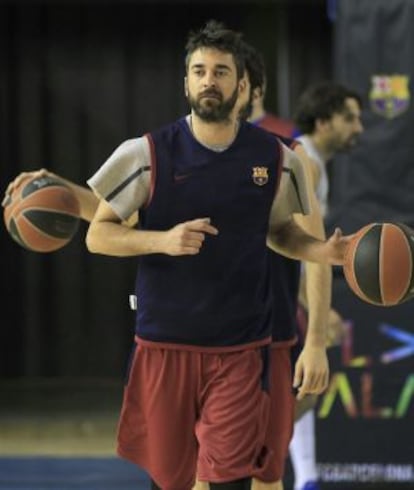 Navarro, durante un entrenamiento del Barcelona.