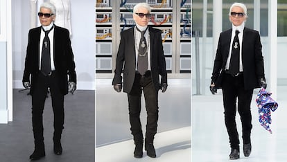 Karl Lagerfeld

A lo largo de los años, el káiser ha cambiado de talla pero no de gustos. Fiel a su traje negro con corbata y algún que otro broche, el director creativo de Chanel y Fendi siempre viste de negro. Las gafas, los guantes y su coleta blanca ya se han convertido en icono.