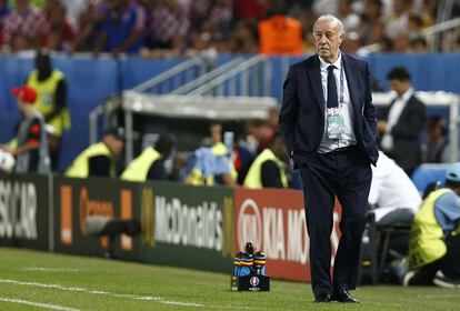 Vicente del Bosque, durante la segunda parte.