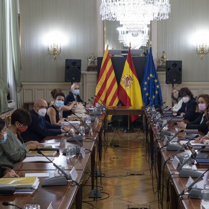 Dvd1065(02/08/21) Reunion bilateral de la Generalitat de Cataluña y el Gobierno de España a la que han asistido la ministra de Politica Territorial Isabel Rodriguez , La consellera de Presidencia Laura Vilagrá y el Vicepresidente y conseller de Politicas Digitales Jordi Puigneró entre otros , Ministero de Politica Territorial , Madrid Foto: Víctor Sainz