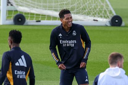 Jude Bellingham, este viernes durante el entrenamiento del Real Madrid.