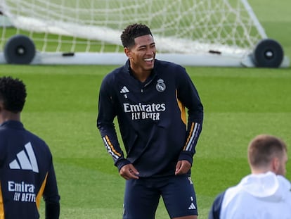 Jude Bellingham, este viernes durante el entrenamiento del Real Madrid.