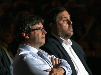 El president Carles Puigdemont i el vicepresident Oriol Junqueras.