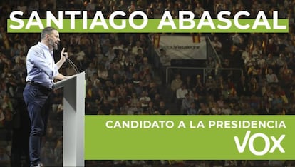 Cartel de la candidatura de Abascal para su reelección como presidente de Vox.