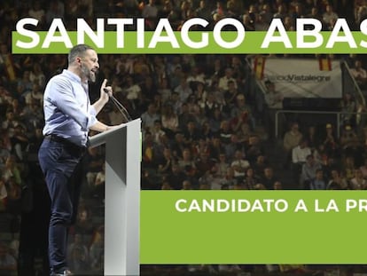 Cartel de la candidatura de Abascal para su reelección como presidente de Vox.