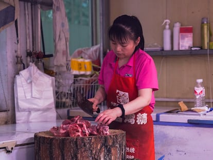 Una carnicería de Pekín.