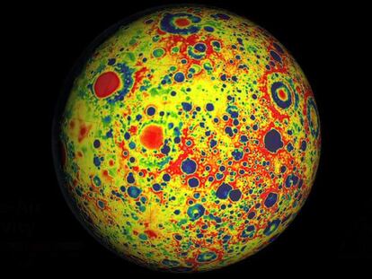Mapa gravitatorio de la luna trazado por la misión Grail.