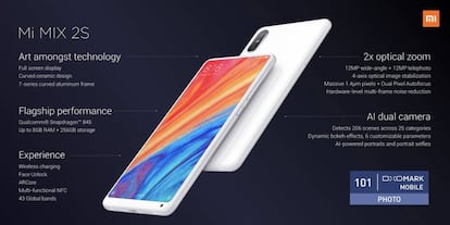 El Xiaomi Mi Mix 2S destaca por muchos aspectos novedosos, como la introducción de la inteligencia artificial en su cámara de fotos