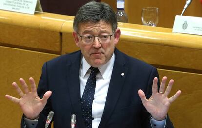 Ximo Puig, en su intervención en el Foro de las Autonomías celebrado en el Senado.
