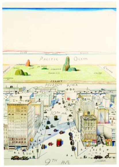 'View of the World from 9th Avenue' (1976), ilustración de Saul Steinberg para 'The New Yorker'.