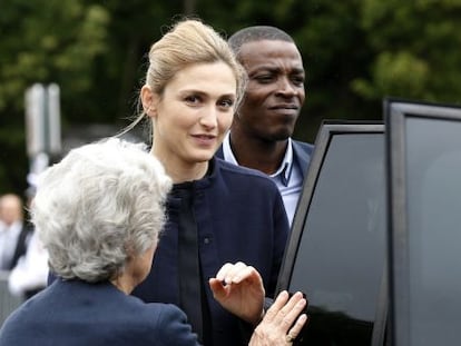 Julie Gayet, este jueves, a su llegada al monte Valérien.