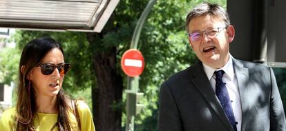 El presidente de la Comunidad Valenciana, Ximo Puig, a su llegada a Ferraz.