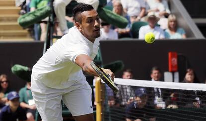 Kyrgios, durante un partido en Wimbledon.