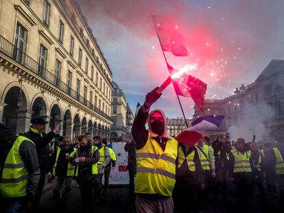 Protestas de los chalecos amarillos en París el pasado 5 de febrero. 