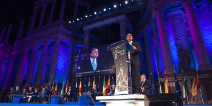 El presidente extremeño, José Antonio Monago, durante la celebración del día de la comunidad.