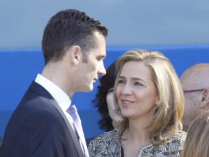 La infanta Cristina e Iñaki Urdangarin, durante la celebración del día de la Hispanidad de 2011.