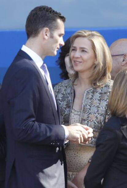 La infanta Cristina e Iñaki Urdangarin, durante la celebración del día de la Hispanidad de 2011.