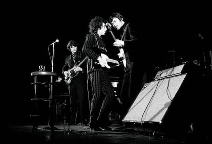 Bob Dylan em um show de 1966.