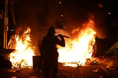 Disturbances last night outside the Camp Nou stadium.