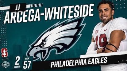 Imagen en la que su equipo, los Philadelphia Eagles, anuncian la elección de JJ Arcega-Whiteside.