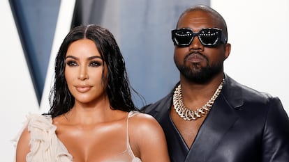 Kim Kardashian y Kanye West, en una fiesta posterior a los Oscar en febrero de 2020.