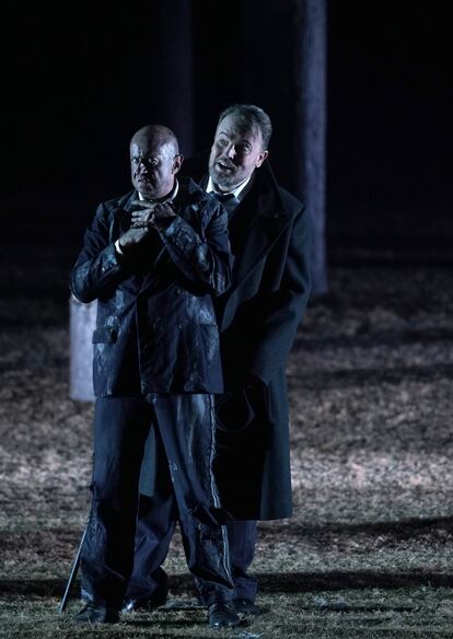 Martin Winkler (Alberich) y Tomasz Konieczny (Wotan) durante el segundo acto.