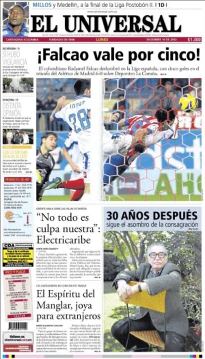 'El Universal' dedica su portada a Falcao.