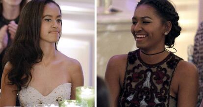 Malia y Sasha Obama, durante la cena de Estado en Honor al primer ministro de Canadá.