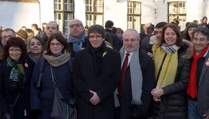 Carles Puigdemont, dissabte, després de presentar la seva candidatura.